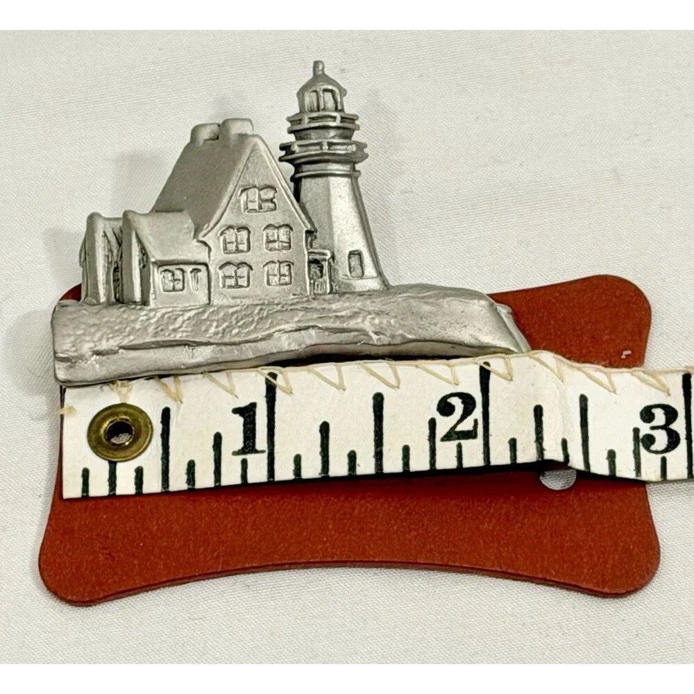 Vintage RI Lighthouse Pewter Brooch Pin